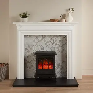 Focal Point Charlottesville White & black MDF Artisian Fireplace surround set