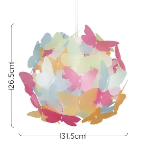 ValueLights Modern Multi-Coloured Butterfly Girl's Ceiling Pendant Bedroom Lamp Shade