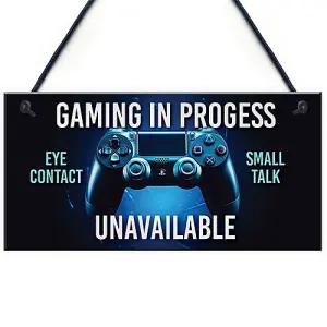 Red Ocean Funny Gaming In Progress Boys Bedroom Sign - Gamer Gift Gaming Sign For Boys Bedroom - Birthday Christmas Gift