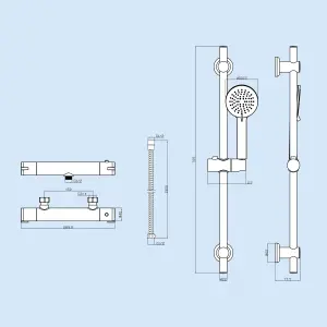 Nes Home Round Thermostatic Mixer With Slider Rail & Handset Matte Black