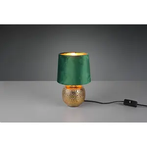 Luminosa Sophia Modern Table Lamp with Round Tapered Shade Gold Green Shade - UK Stock