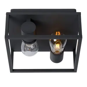 Lucide Carlyn Modern Flush Ceiling Light Bathroom - 2xE14 - IP54 - Black