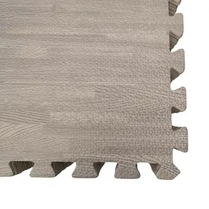 Samuel Alexander 8 Piece Grey Wood Effect EVA Foam Floor Protective Tiles or Mats 60x60cm Each