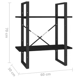 Berkfield 2-Tier Book Cabinet Black 60x30x70 cm Solid Pine Wood