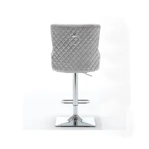 Portland Swivel Upholstered Adjustable Height Counter Stool with Metal Frame Shimmer Grey