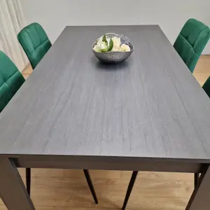 Grey Dining Table and 4 Green Velvet Chairs Kitchen Dining Table for 4 Dining Room Dining Sets