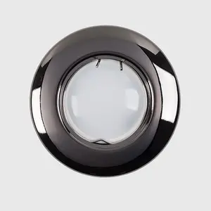 ValueLights Pack of 6 Modern Black Chrome Recessed GU10 Ceiling Downlights - Complete with 5W GU10 Cool White LED Bulbs