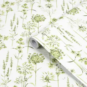 Superfresco Easy Green Floral Smooth Wallpaper Sample