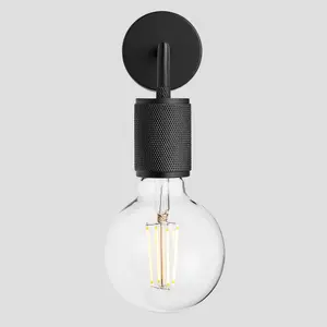 Industville Knurled Edison Wall Light, Black