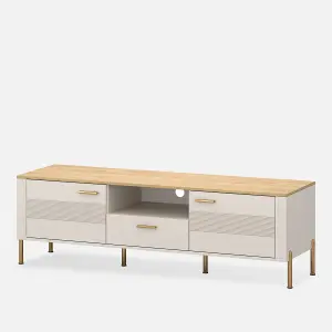 Ruben 2 Door 1 Drawer TV Unit - Cashmere / Stone Oak