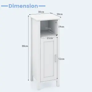 COSTWAY Bathroom Floor Cabinet with Door and Adjustable Shelf