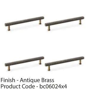 4 PACK - Knurled T Bar Pull Handle - Antique Brass - 160mm Centres Premium Drawer Door