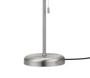 GoodHome Penistone Straight Brushed Navy Chrome effect Table lamp