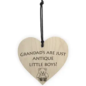 Grandads Antique Little Boys Novelty Wooden Hanging Heart Funny Grandad Gift For Men