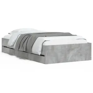 Berkfield Bed Frame with Drawers without Mattress Concrete Grey 90x190 cm Single