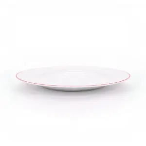 Set of 4 Durable White Ceramic Side Plates with Elegant Red Rim