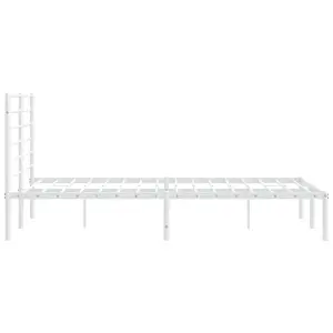 Berkfield Metal Bed Frame with Headboard White 120x190 cm 4FT Small Double