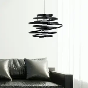 First Choice Lighting Black Metal Swirl Easy Fit Light Shade