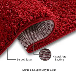 Red Thick Shaggy Rug - California - 120x170cm (4'x5'8")