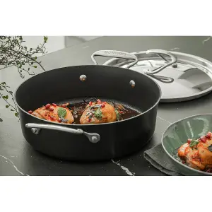 Circulon Style Black Round Steel Non-Stick Induction Saute Frying Pan 27cm