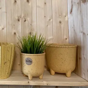 Yellow Coffee Husk Planter with Feet Large