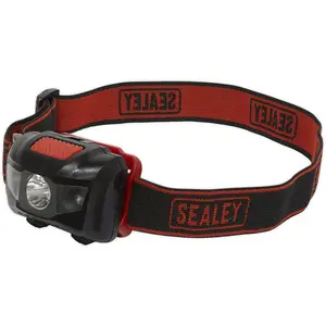 3W LED Head Torch Spotlight - Adjustable Headband - White LED & 2 x Red LEDs