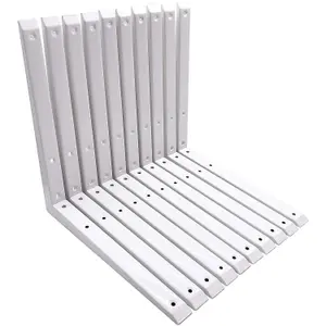 EAI Strong Shelf Bracket Mitre Reinforced Hi-Load Pattern - 200 x 200mm - White - Pack of 10