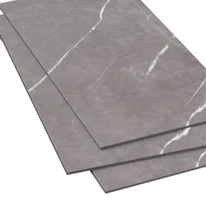 GoodHome Mambo Grey Natural Marble effect Textured Click vinyl Tile Sample