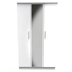 Harrow Triple Mirror Wardrobe in White Gloss (Ready Assembled)