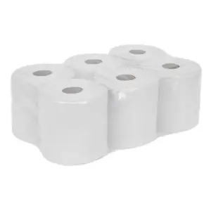 Sealey Paper Roll White 2-Ply Embossed 150m Pack of 6 WHT150