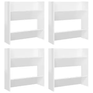 Wall Shoe Cabinets 4 pcs High Gloss White 60x18x60 cm Engineered Wood