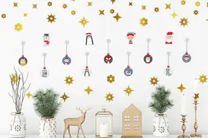 Bubble Christmas Friends and Golden Snowflakes Wall Stickers Wall Art Xmas Home