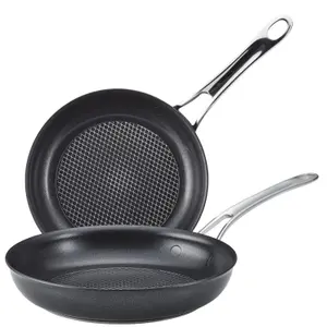 Anolon X SearTech Black Round Aluminium Induction Suitable Non-Stick Frying Pan Set 21 & 25 cm Twin Pack