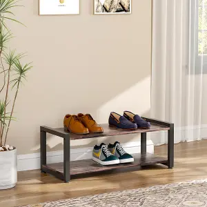 2 Tiers 80 cm W x 35 cm D x 30 cm H Wooden Shoe Rack Storage Shelf