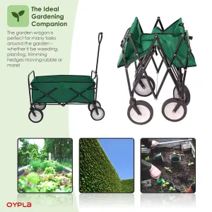 Oypla Green Heavy Duty Foldable Garden Festival Trolley Folding Cart Wagon Truck Wheelbarrow