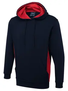 Uneek - Unisex Two Tone Hooded Sweatshirt/Jumper - 60% Cotton 40% Polyester - Navy/Red - Size 2XL