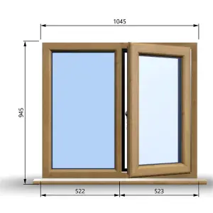 1045mm (W) x 945mm (H) Wooden Stormproof Window - 1/2 Right Opening Window - Toughened Safety Glass