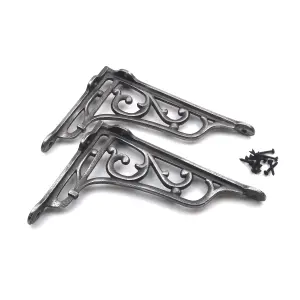 Oakcrafts - Pair of Antique Cast Iron Victorian Style Heritage Shelf Brackets - 220mm x 150mm