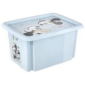 Set of 2 Mickey Mouse Turn Around Stackable Box 15 Litre with Lid - Cloudy Blue