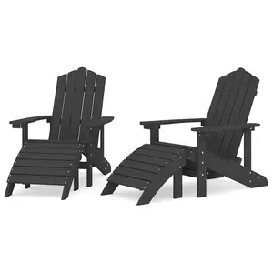 Berkfield Garden Adirondack Chairs 2 pcs with Footstools HDPE Anthracite