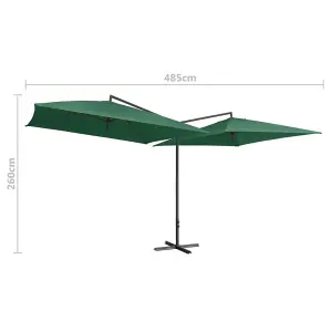 Berkfield Double Parasol with Steel Pole 250x250 cm Green