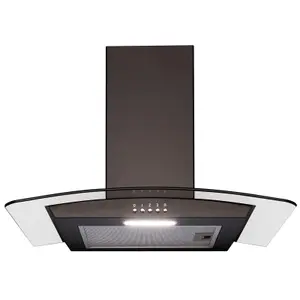 SIA CGH60BL 60cm Black Curved Glass Chimney Cooker Hood Kitchen Extractor Fan