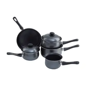 Interiors by Premier 5Pc Non-Stick Dark Silver Cookware Set, Kitchen Pots and Pans Set with Lids, Non stick Cookware Set