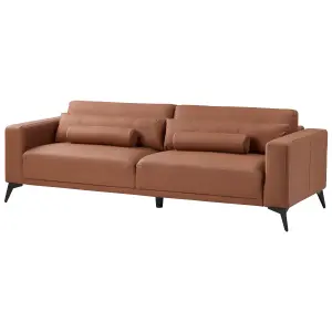 3 Seater Faux Leather Sofa Brown ANGE