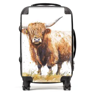 Watercolour Highland Cow Suitcase - Cabin