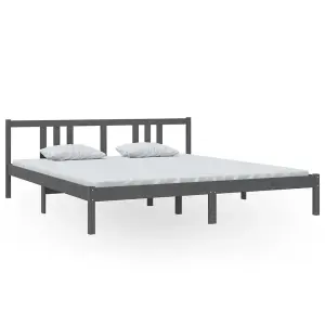 Berkfield Bed Frame Grey Solid Wood 180x200 cm Super King Size