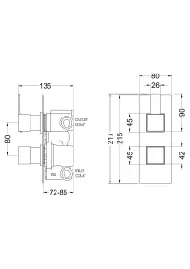 Ripple Concealed Square Twin Valve Shower Set - Chrome - Balterley