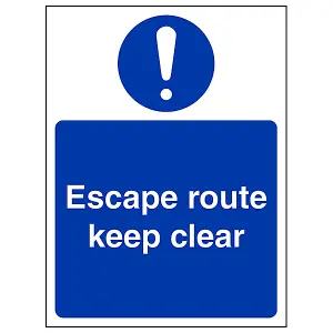 Escape Route Keep Clear Fire Door Sign - Adhesive Vinyl 150x200mm (x3)