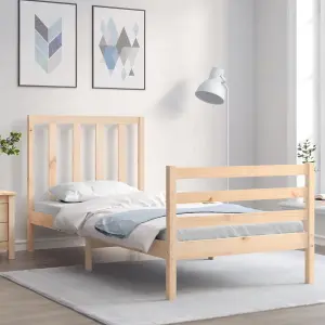 Berkfield Bed Frame with Headboard 90x200 cm Solid Wood