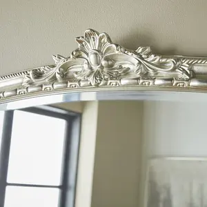 Leaner Mirror Mayfair Arched Shape with Antique Silver Frame- H 173cm x W 104cmx D 4cm for Hanging in Bedroom